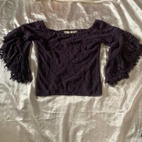 Jens Pirate Booty Free People XS Chemical Lace Off The Shoulder Top Purple Boho - Picture 6 of 14
